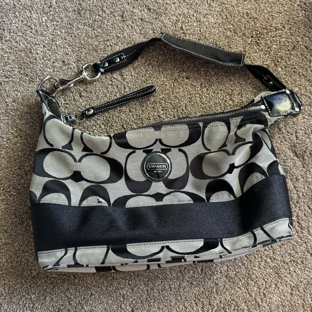 Coach Monogram Black and Gray Shoulder Bag